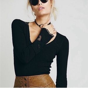 Free People Black Lovely Lady Thermal
